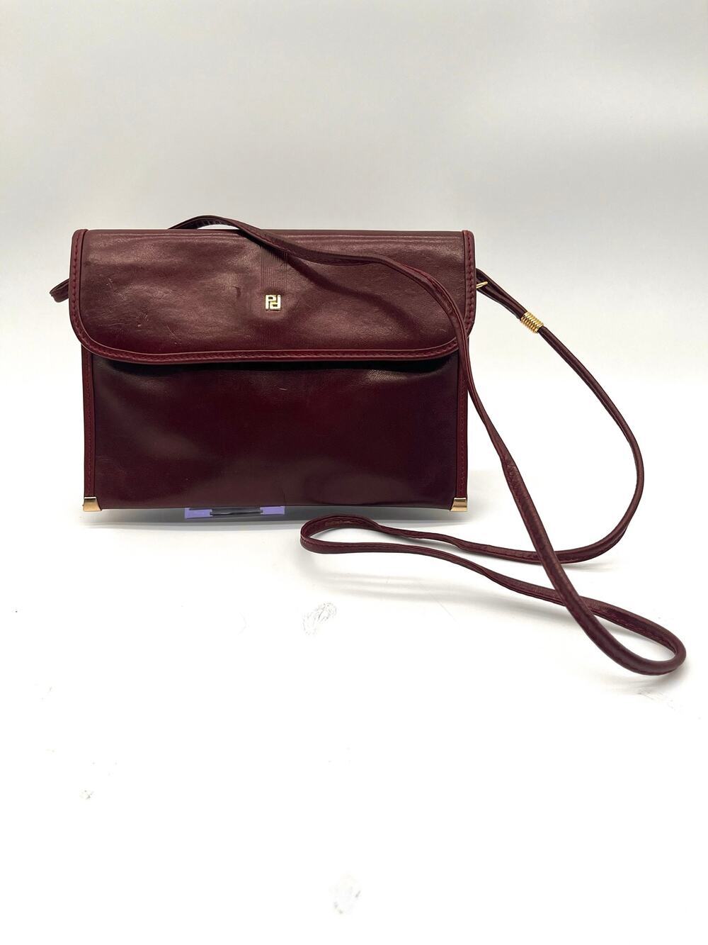 PERUZZI Vintage Italian Leather Satchel, Burgundy Red